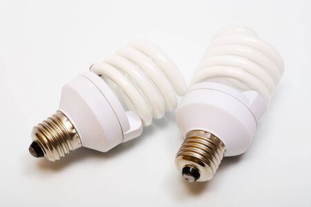 Two white and modern energy saving bulbs