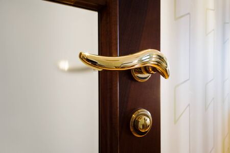 Glass door with the new brilliant lockの写真素材