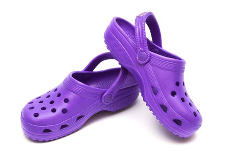 purple rubber sandal on a white background