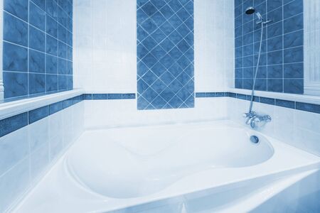 Beautiful, white bath in a modern bathroom