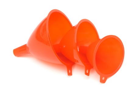 Three red funnel with a white backgroundの写真素材