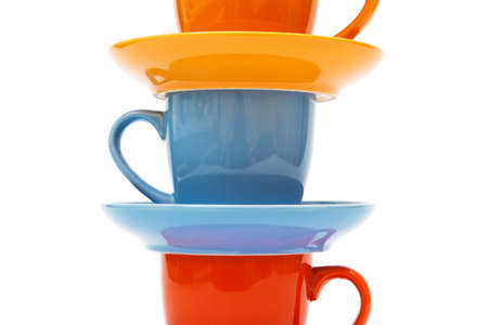 coffee cups and saucers on a white background