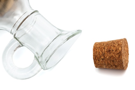 glass jar and cork on a white backgroundの写真素材