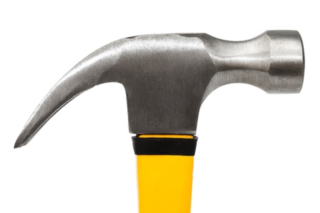 hammer with the yellow handle on a white backgroundの写真素材