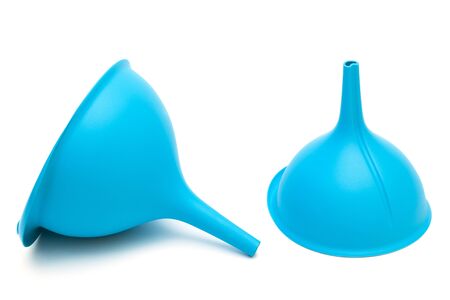 two blue funnel with a white backgroundの写真素材