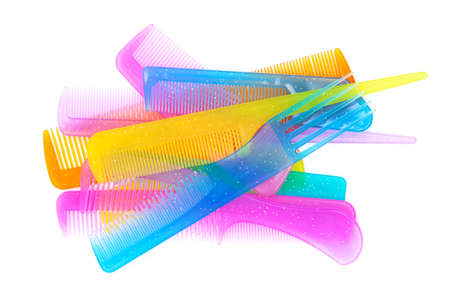 Set of beautiful comb on a white backgroundの写真素材