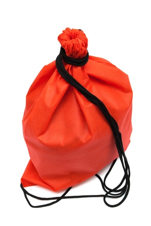 red bag with black rope on a white backgroundの写真素材