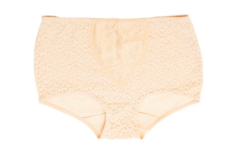 Women beige panties on a white background