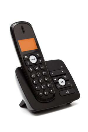 Modern new phone on a white backgroundの写真素材