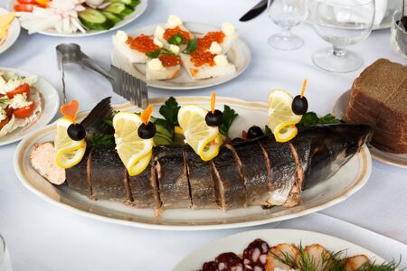 tasty fish on a beautiful holiday table