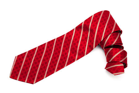 checkered tie close up on white backgroundの写真素材