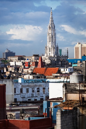 Cathedral in Old Havana on a sunny dayの写真素材