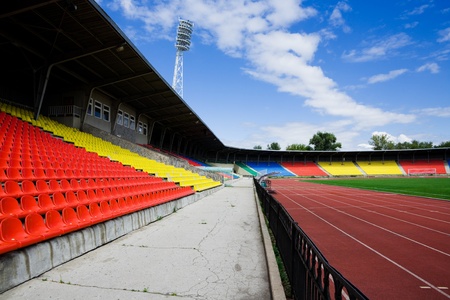 Beautiful modern stadium in solar summer day