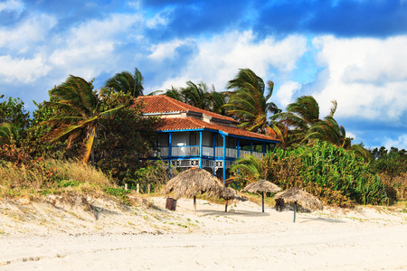 beautiful house on the sandy beachのeditorial素材