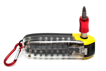Modern set screwdriver on a white background