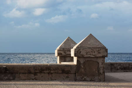 stone embankment against the skyの写真素材