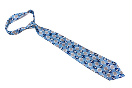 blue tie with a pattern on a white background