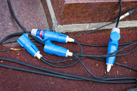 powerful modern electrical wires outdoors