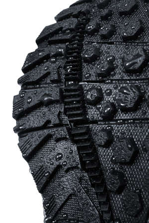 sole hiking boots on a white backgroundの写真素材