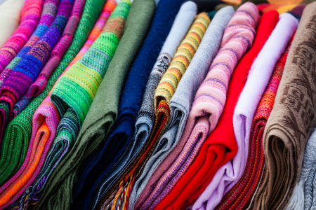 Peruvian scarves shawls on the marketの写真素材