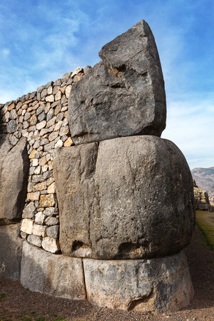 a large stone in the old Inca fortressの写真素材