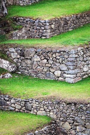 terraces on the mountain of Machu Picchuの写真素材