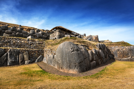Inca ancient fortress on a sunny dayの写真素材