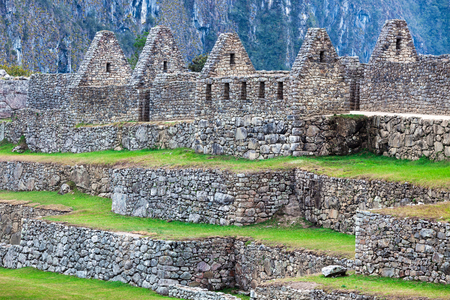 terraces and ancient houses to Machu Picchuの写真素材