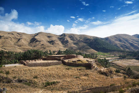 inca ruins of a ancient watchtowerの写真素材