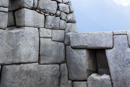 stone wall close-up in Machu Picchuの写真素材