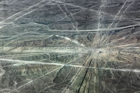 view from plane on the lines plateau Nazcaの写真素材