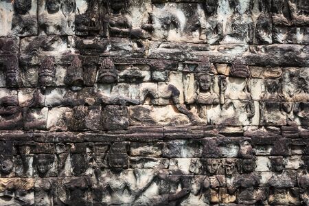 terrace of elephants at Angkor Thom complex, Siem Reap, Cambodiaの写真素材