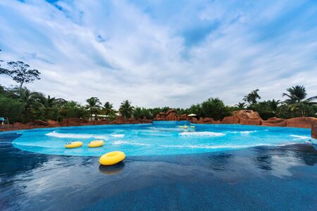 a wave pool and swimming lapsのeditorial素材
