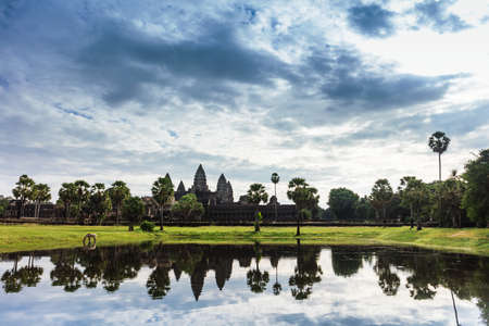 Angkor Wat (Temple City) and its reflection in the lakeの写真素材