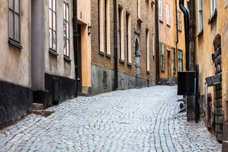 cobblestone pavement in the old town, Stockholmの写真素材