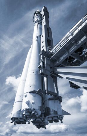 Space rocket on the launch pad