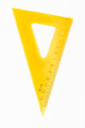 yellow triangle on a white backgroundの写真素材