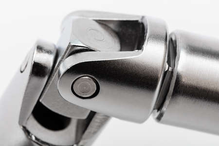 steel hinge on a white backgroundの写真素材