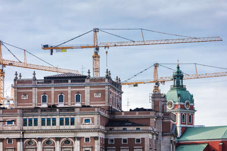 construction cranes in Stockholm, Sweden