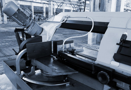 new and powerful metalworking machine in modern workshopの写真素材