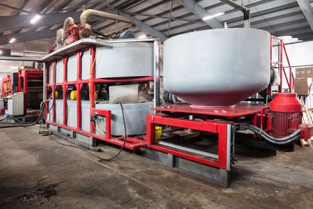 equipment for the production of papier mache in a factory