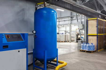 compressor with tank in a modern printing houseの写真素材