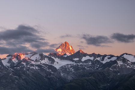 sunrise over the swiss Alps, Switzerlandの写真素材
