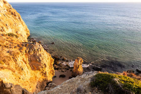 A ocean view to beach, Algarve region, Portugalの写真素材