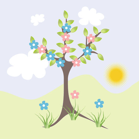 flowering treeのイラスト素材