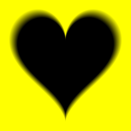 black heart on a yellow backgroundの写真素材