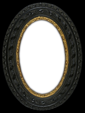 Carved oval antique frame with a gold band insert circa 1850の写真素材