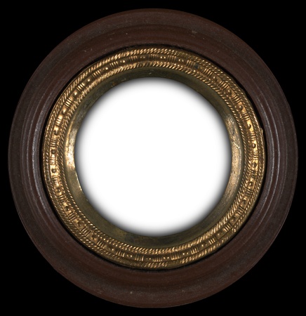 Antique circular gold and wood frame mid 19th century の写真素材