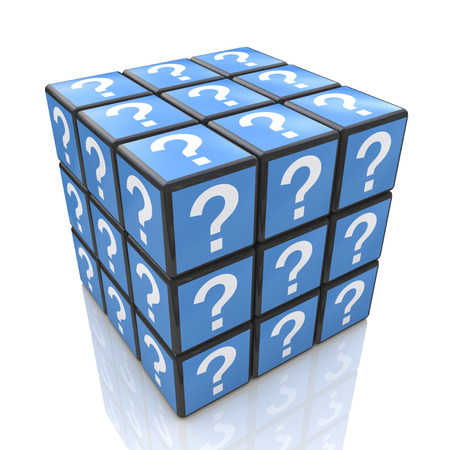 FAQ cube with a question marks in the design of information related to solving the issuesの写真素材