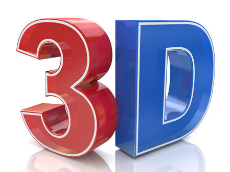 Illustration of 3D word logo written in red and blue colorの写真素材